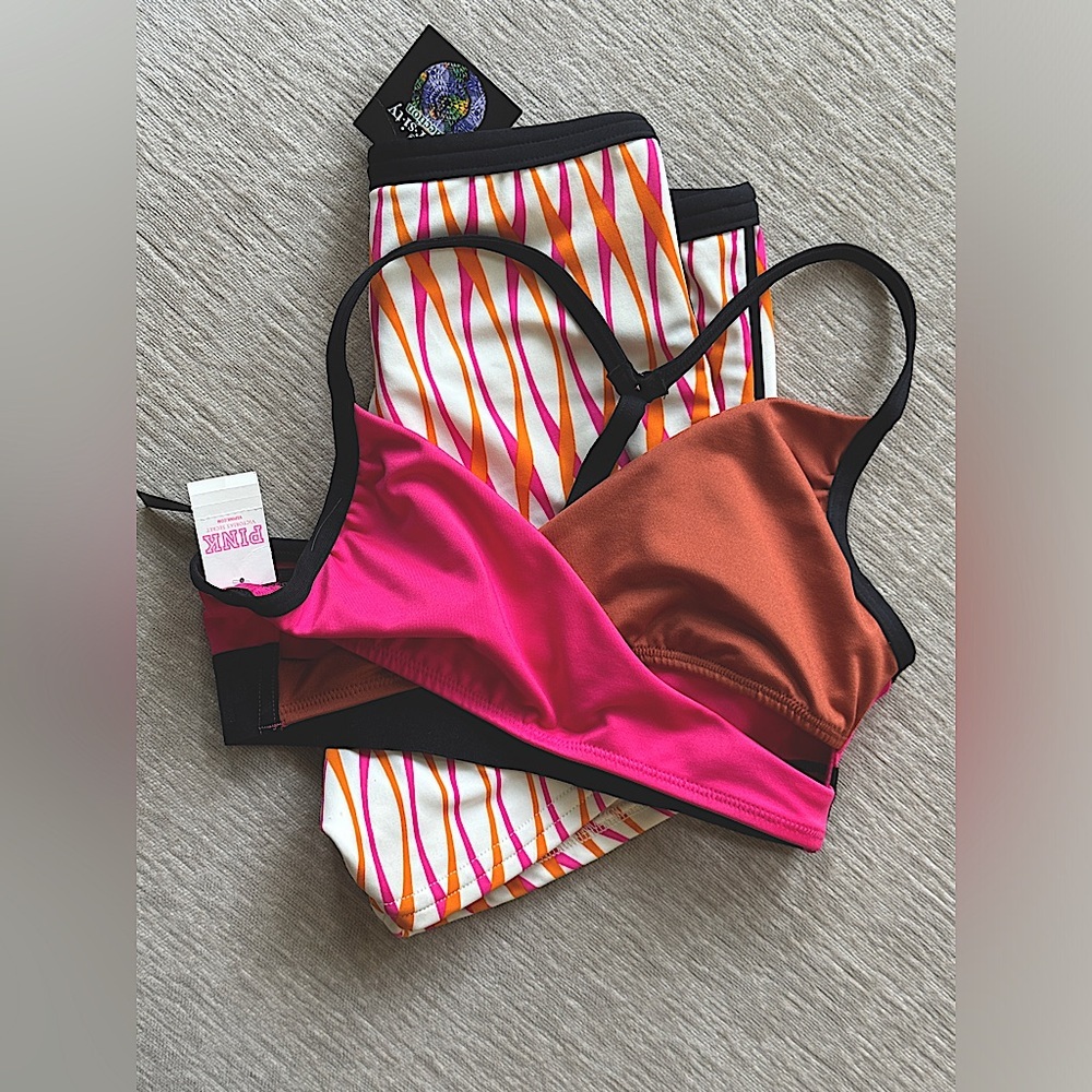 🦩Dance Athleisure 2 Piece set in Pink, Black and Burnt Orange NWT✨